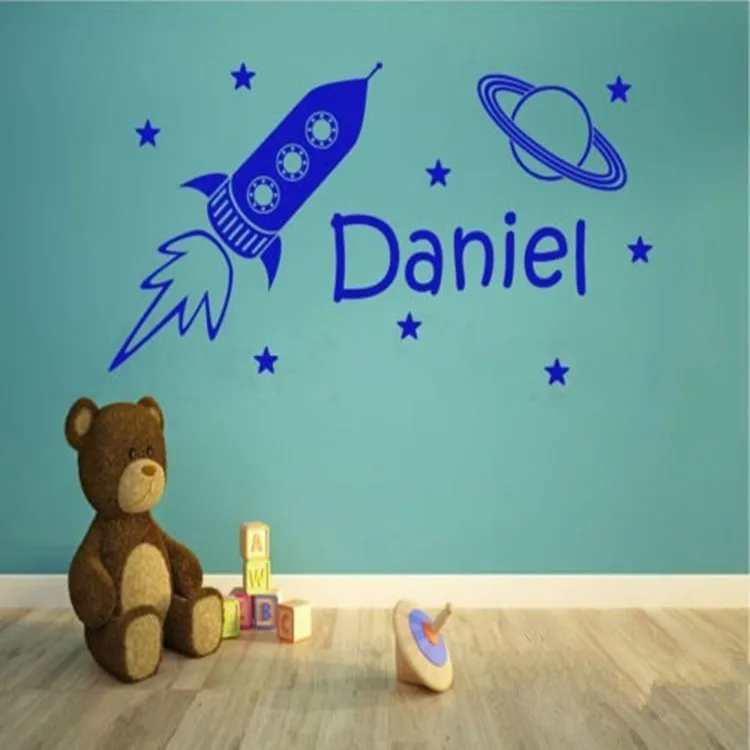 Space & Rocket Personalized Name Any Stars Wall Art Sticker Decoration