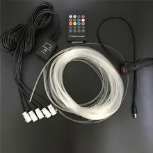 1pcs Voice Sound Active RGB LED Car Interior Light Multicolor EL Neon Strip Light remote control Atmosphere Light  6m 12V
