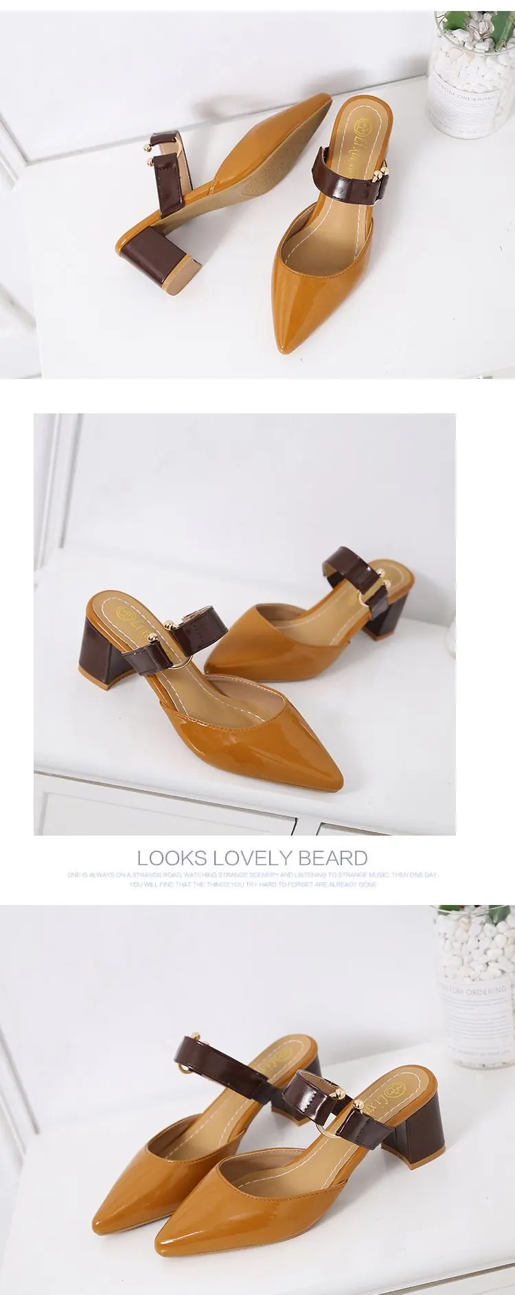 spring summer sandals Square heel casual shoes women shoes single shoes pointed fashion thick with high heels female f088