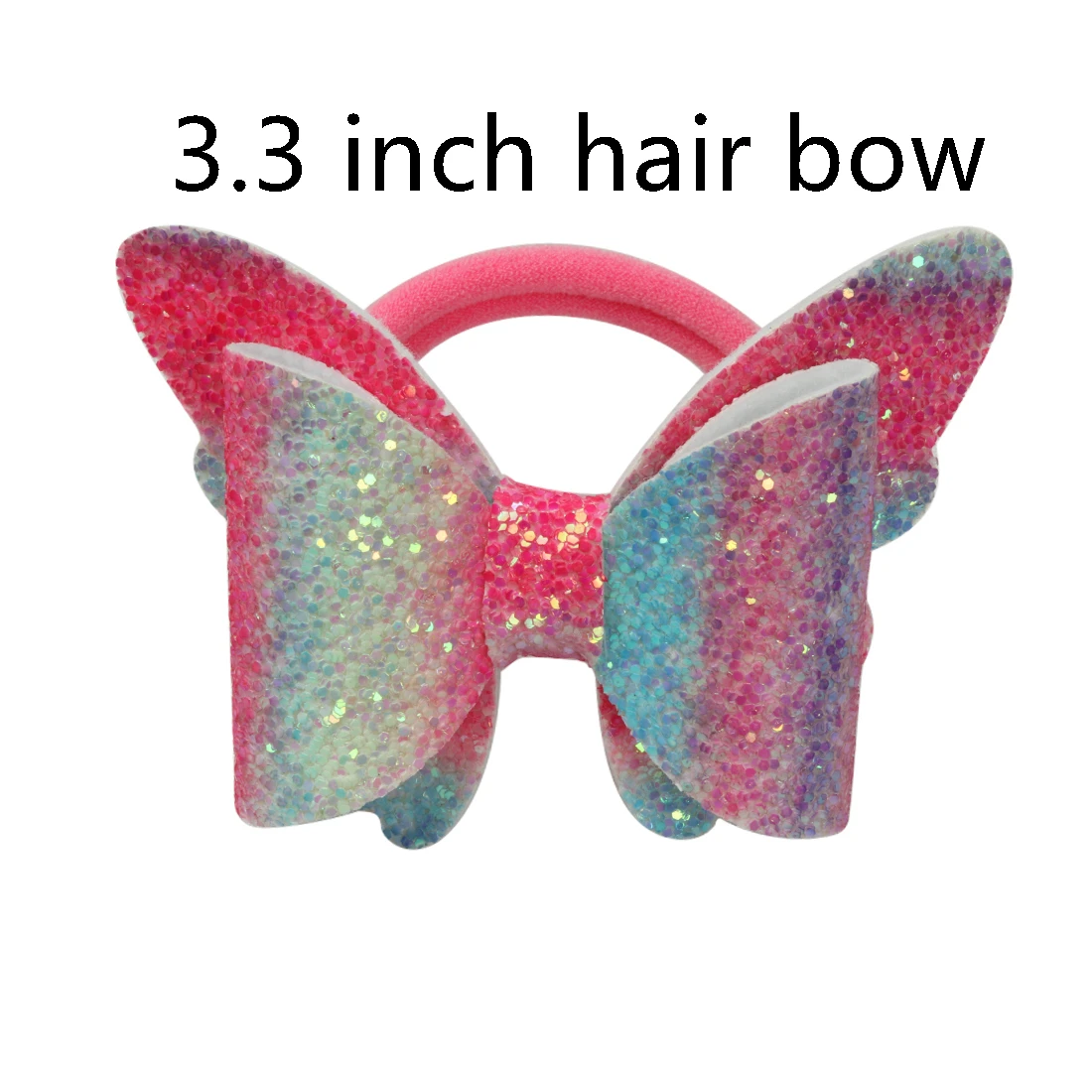 1 PC Child Hair Bow Tie Elastic Hair Band Glitter Hairbow Rope Rainbow Sequin Sparkly 3 Inch Bows Mermaid Girls Sweet Headwear - Цвет: butterfly-5