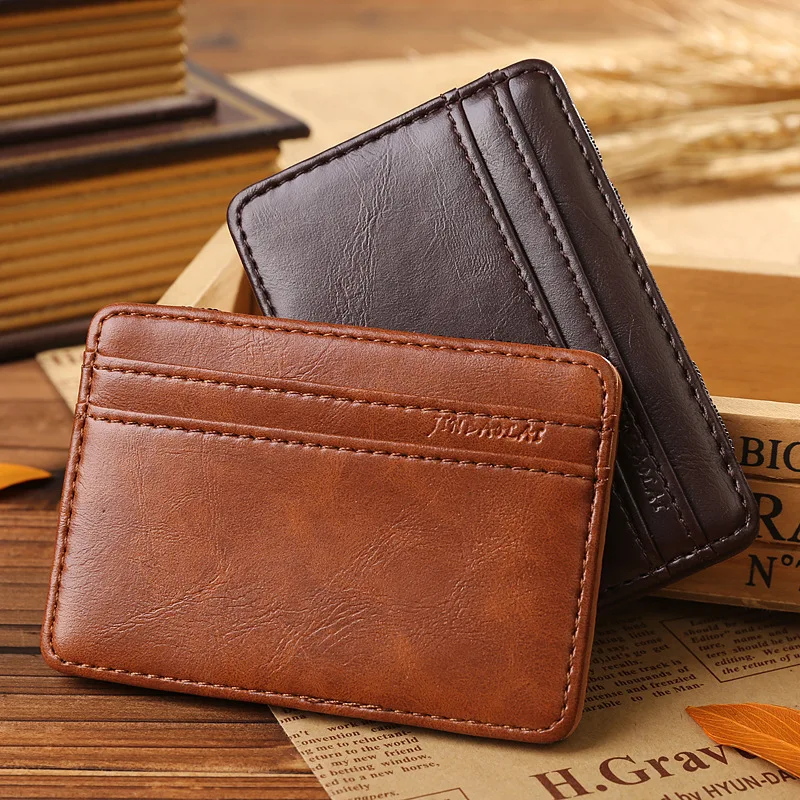 Chic Leather Magic Money Clip Slim Men Magnet Wallet ID Credit Card Holder Case