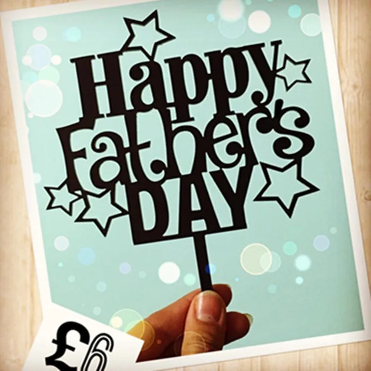 

INS Happy Father's Day Acrylic Cake Topper Black Dad Birthday Cupcake Topper For Father Birthday Party Cake Decorating Supplies