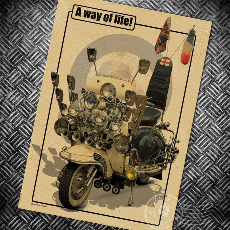 

Motorcycle of the paper poster movie classic poster vintage retro paper craft Print picture wall art sticker painting core
