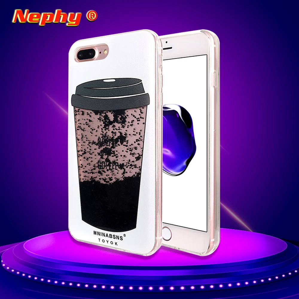 

Nephy White Quicksand Phone Cover for iPhone 7 7Plus Coque Beautiful Liquid Coffee Cap Case for iphone X 8 8Plus X10 6 6P 6S 6SP