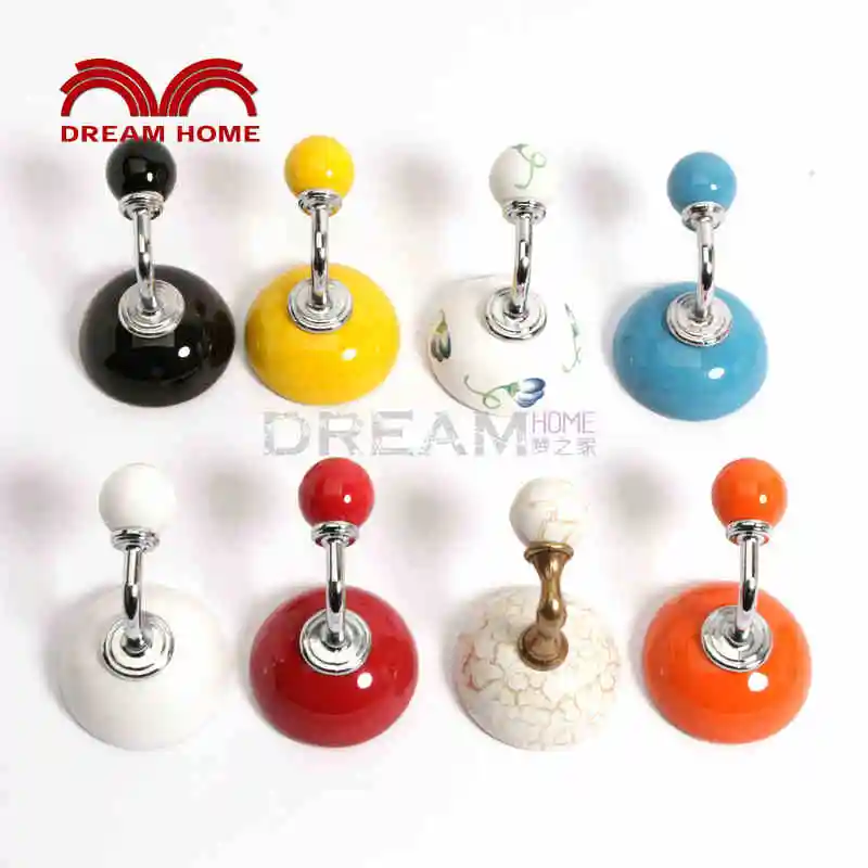 

Ceramic round candy color coat hook modren style kitchen bathroom bedroom closet hanging hook fashion creative