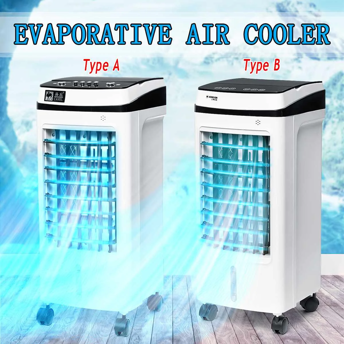 

220V 50Hz Evaporative Air Conditioner Cooler Fan Ice Purifier Humidifier Remote Control 3 Wind Modes Wide Angle Air Output