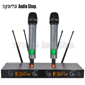 買取 UHF ハンドヘルドダイナミックカーディオイドカラオケマイクワイヤレスプロシステム 2 チャンネル周波数調整可能なコードレス教会