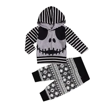 

Halloween Baby Boy Skull Funny 2PCS Clothes Hoodies Tops+Pants Legging Autumn Warm Outfits Set