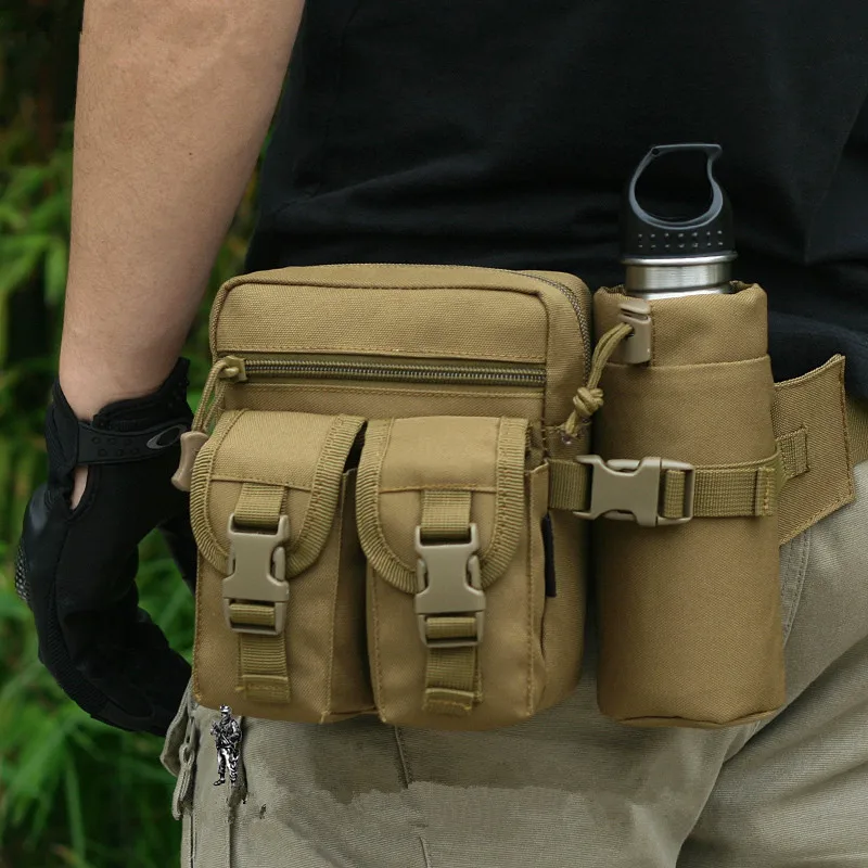 

Battlefield Camouflage Canvas Waist Packs Crossbody Bag Outdoor Climbing Bag Travel Bottle Bag 8 Color