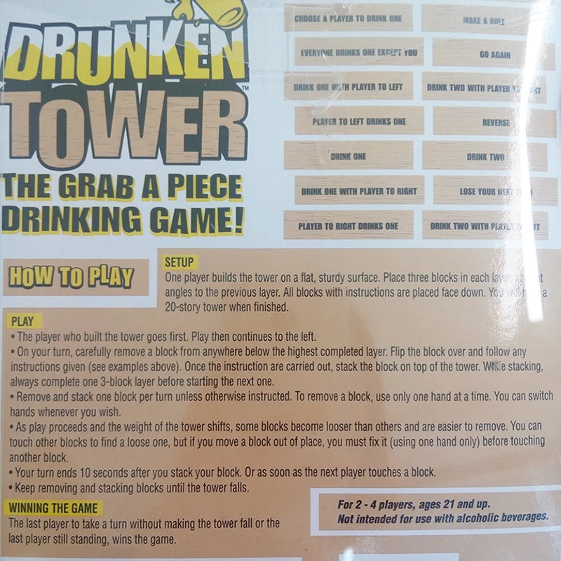 Drunken Tower игры Краб кусок питьевой игры головоломки настольная игра бинго ночной клуб Вечерние игры