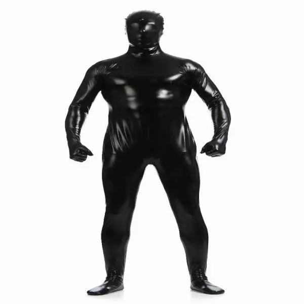 

Shiny Metallic Bodysuit Spandex Zentai Costume Tight Suit Black M