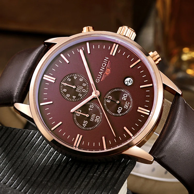 

GUANQIN Mens Watches Top Brand Luxury Military Sport Quartz Watch Men Chronograph Luminous Hands Male Clock relogio masculino