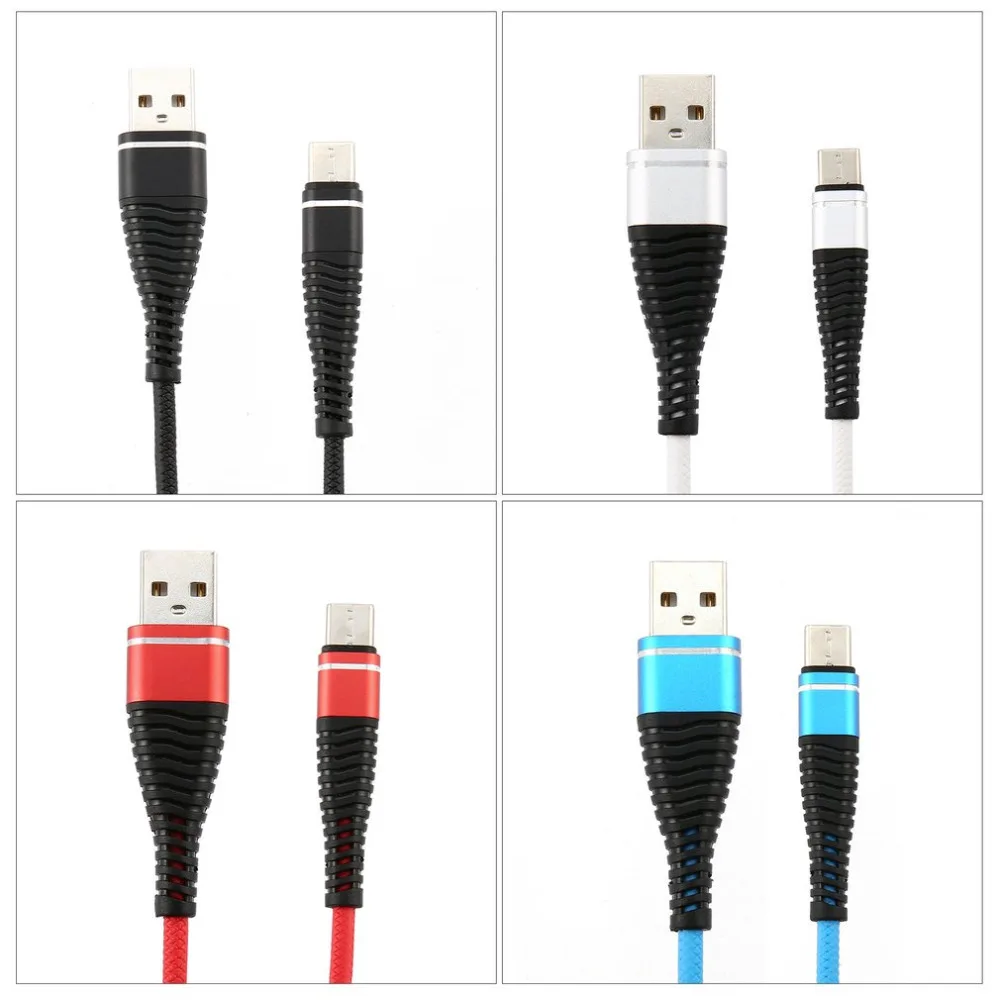 

USB-C Type C Cable Coiled Spring Spiral Type-C Male Extension Cord Data Sync Charger Wire Charging Cable For Samsung