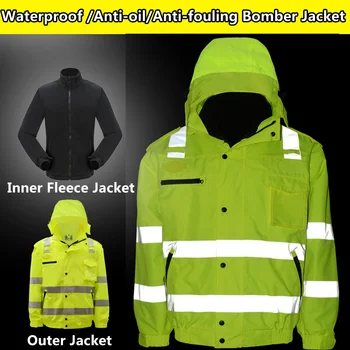 

SFvest safety thermal jacket with fleece jacket waterproof /Anti-oil/Anti-fouling Teflon safety winter jacket free shipping