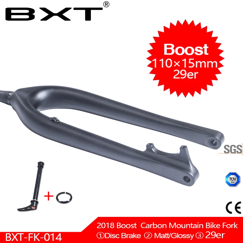 BXT Полный углеродного волокна 29er горный велосипед Boost передняя вилка Конус через ось 110*15 мм велосипед с дисковым тормозом аксессуары