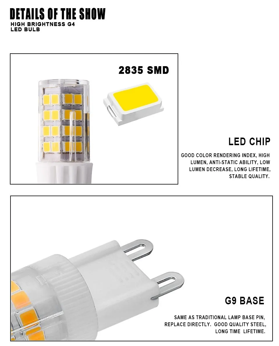 Горячая супер яркий G9 светодиодный светильник AC220V 4 Вт 5 Вт 7 Вт Керамический SMD2835 светодиодный светильник заменить 30 Вт 40 Вт 50 Вт галогенный светильник для люстры