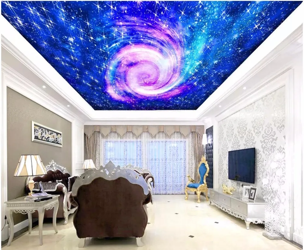 

Custom photo 3d ceiling murals wall paper Beautiful dreamy romantic starry sky 3d wall murals wallpaper for living room