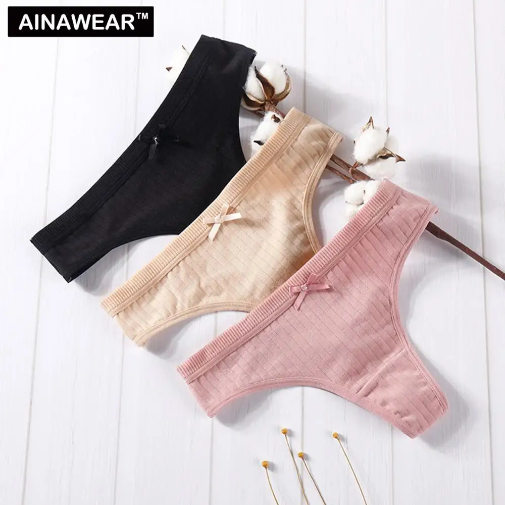 

Sexy Rib Thong Lingerie Underwear Plus size Women Pantie String vs Brief pink Panties Seamless Cotton G-String
