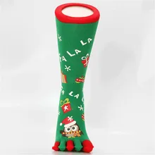 Meias Dos Homens Engraçados do natal do Boneco de neve de Papai Noel Coruja Impresso Novidade Cinco Meias Dedo Dedo do pé Com Dedos Separados Meias Felizes