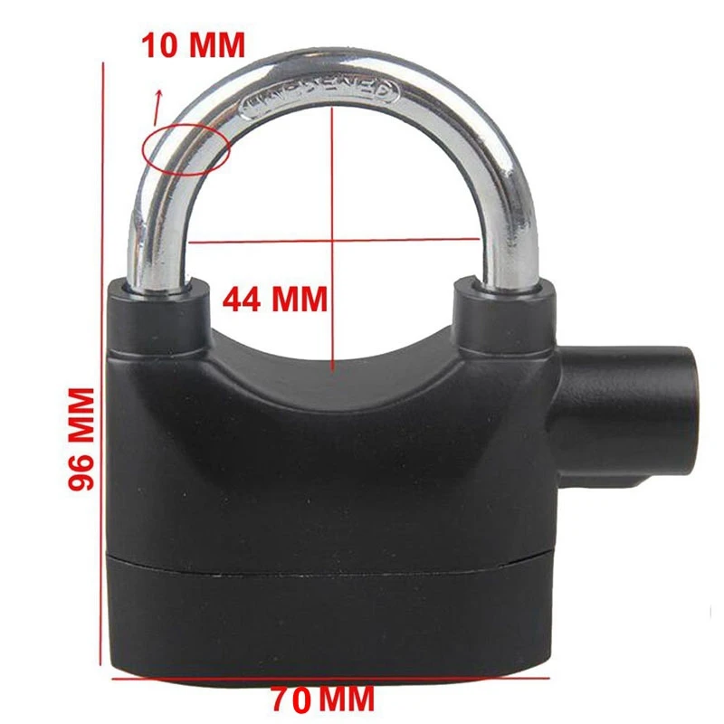 Black Waterproof Siren Alarm Padlock Alarm Lock for Motorcycle Bike Bicycle Perfect Security with 110dB Alarm  8