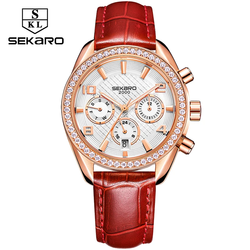SekaroWatch Womens Multifunctional Diamonds Luxury Brand Automatic Mechanical Waterproof Watch mechanical Sports Large Dial Gift | Наручные