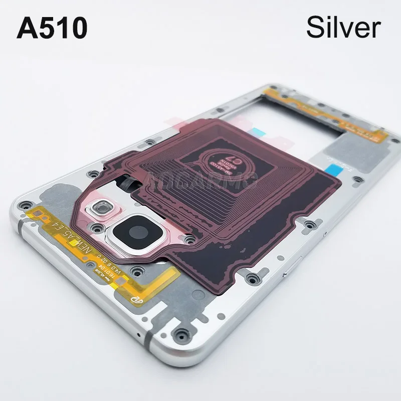 Aocarmo Замена средняя рамка Корпус Шасси с кнопками SIM лоток для samsung A5() A510 A510F - Цвет: Серебристый