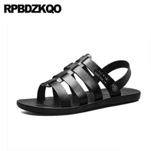 Мужчины гладиаторские сандалии лето надевать пляж белый домашние тапочки ремень повседневная черный обувь кроссовки Римский мягкий слайды итальянский кожа