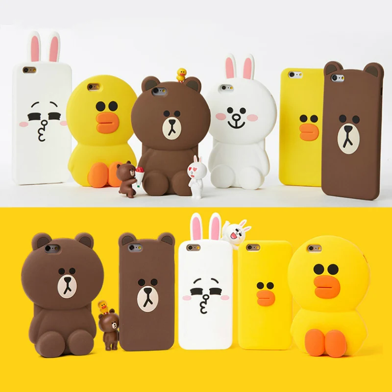 

3D Cute Cartoon Cony Sally Rabbit Chicken Phone Case for iPhone 6 6s 7 8 Plus X XS Soft Silicone Cover Fundas Fundas Capa