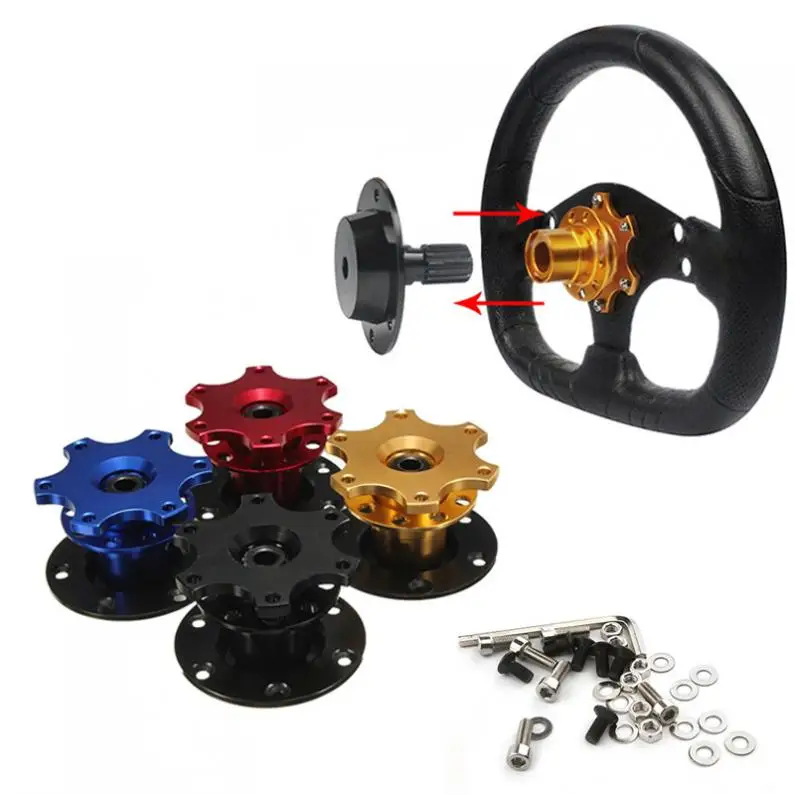 

Durable 70mm Car Steering Wheel Quick Release Hub 6 Holes Racing Adapter Snap off Boss Kit