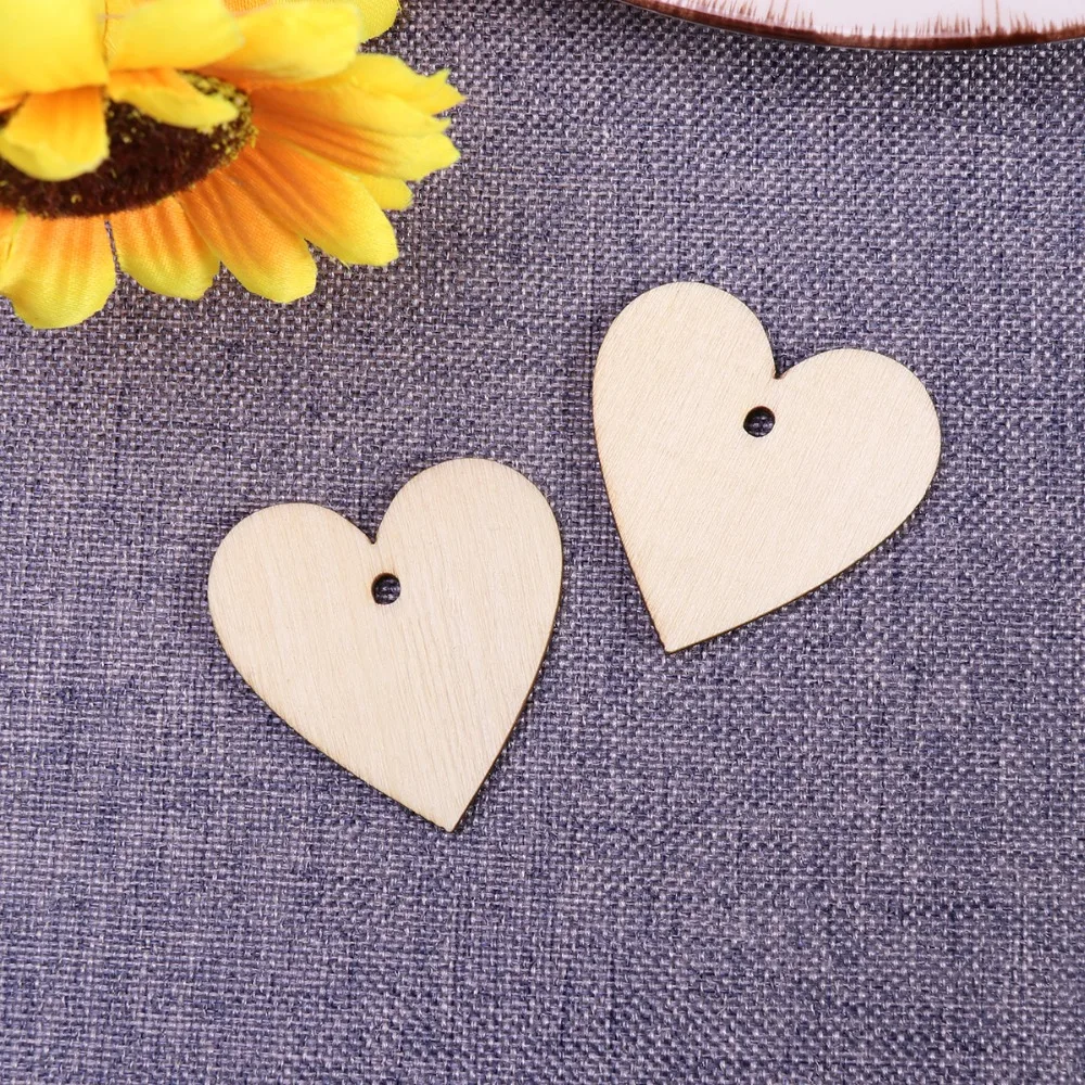 25 шт 40 мм пустые деревянные кусочки сердца диски колеса для DIY свадебные ремесла