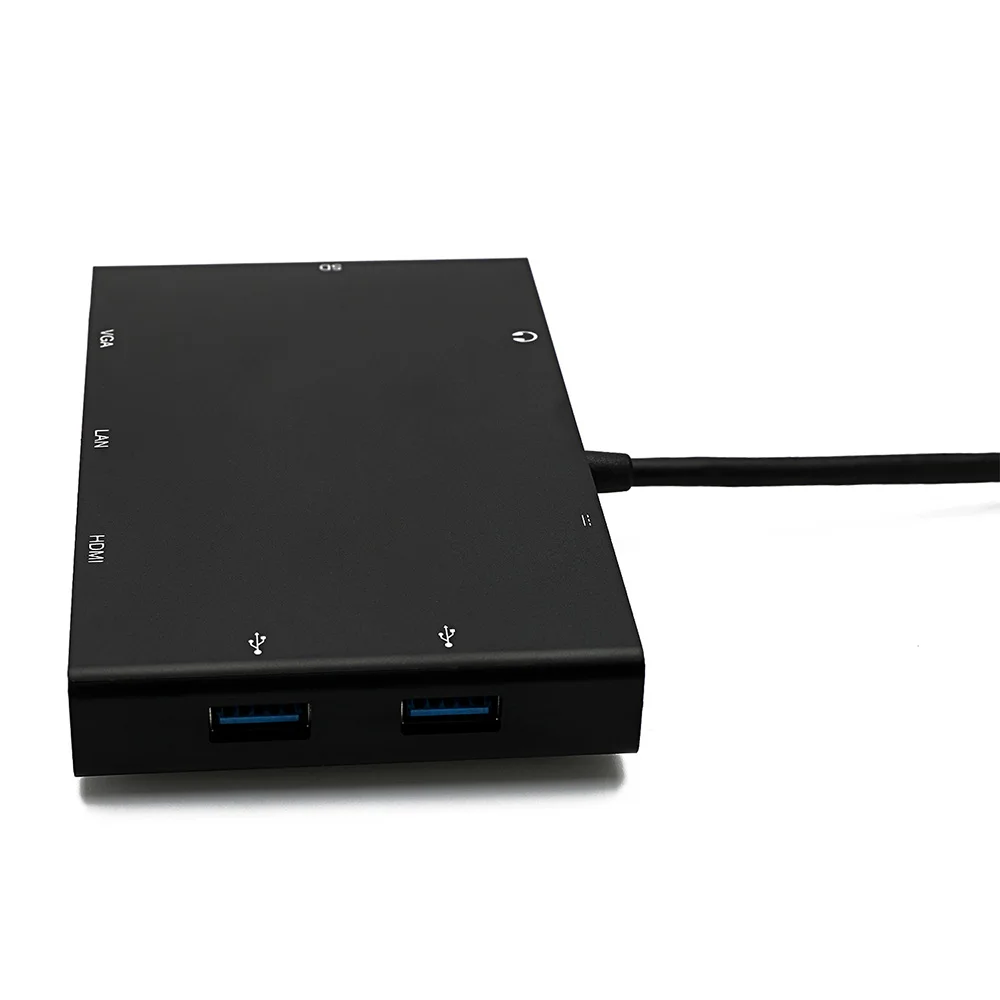 Новый USB-C Thunderbolt 3 к HDMI 4 К VGA 2 USB 3,0 хаб Gigabit локальные сети RJ45 USB-C PD аудио 3,5 мм SD слот женский Зарядное устройство адаптер