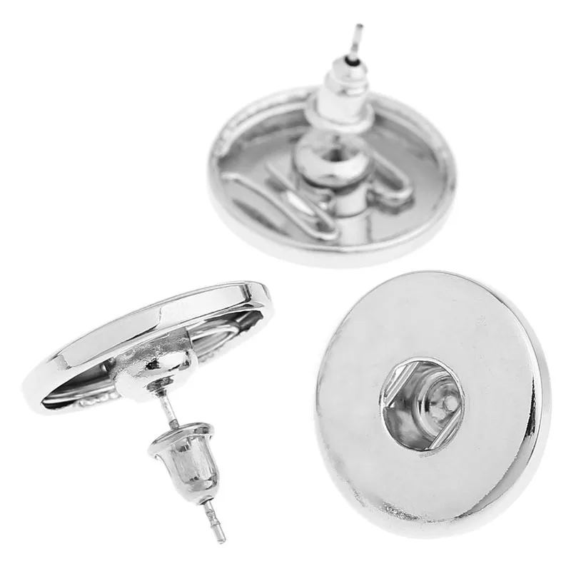 

2016 New 3x6PCs Round Earring Post Stud W/Stoppers Fits Metal Snap Press Buttons 19x17mm