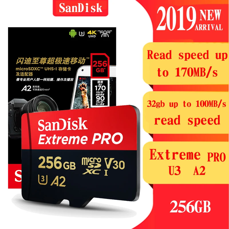 

SanDisk Extreme PRO High Stability Microsd 256GB Memory Card 128GB 32GB 64gb Micro SD Card Class10 SDXC UHS-I U3 Flash TF Card