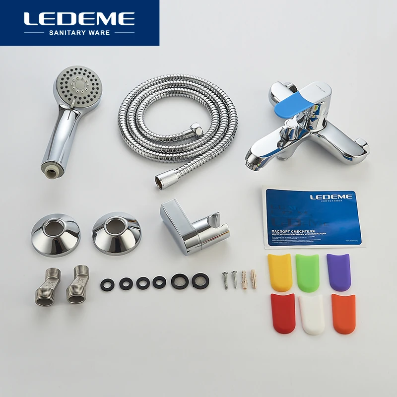 LEDEME Classic Style Bathtub Faucet Bathroom Chrome Plated Cold Hot Water Mixer 90 Degree Rotation Bathtub Faucets L3253