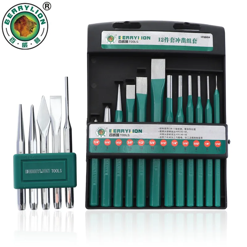 

5Pcs/12Pcs Punching Pin Rivet Screw Mark Hole Pin Punch Set CRV Chisel Set Stone Carving Hand Chisels Carving Tools For Stone