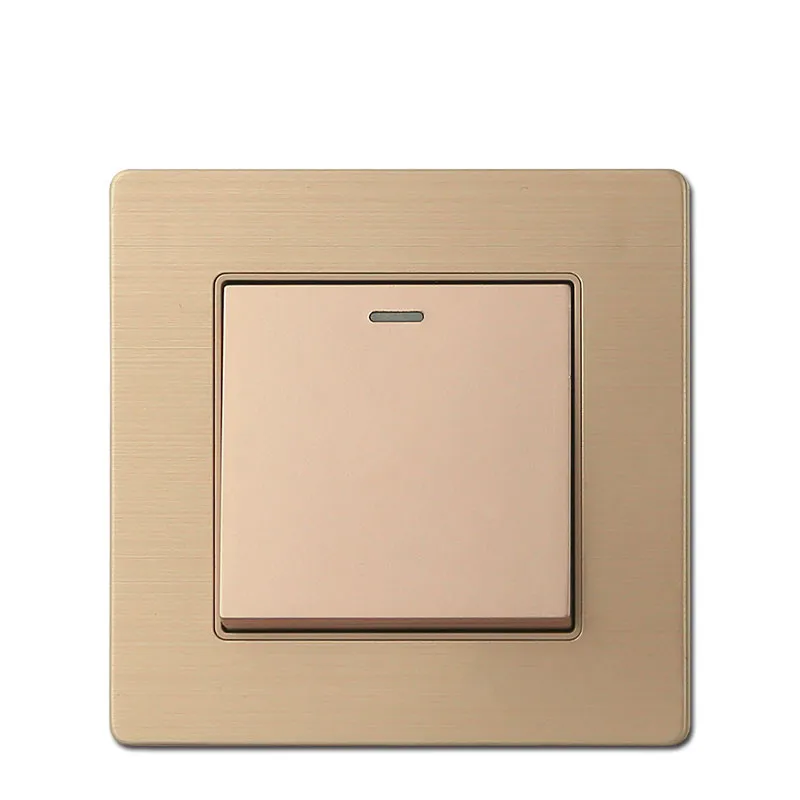 16A Gold color 1 Gang 1 way / 2 way wall switch and 250V light switch