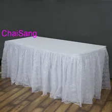 1 шт Высокое качество двойной Слои белого кружева и полиэстер Свадебные Юбка для стола ing Юбка для стола Свадебные Юбка для стола ing для Wedding75x430cm