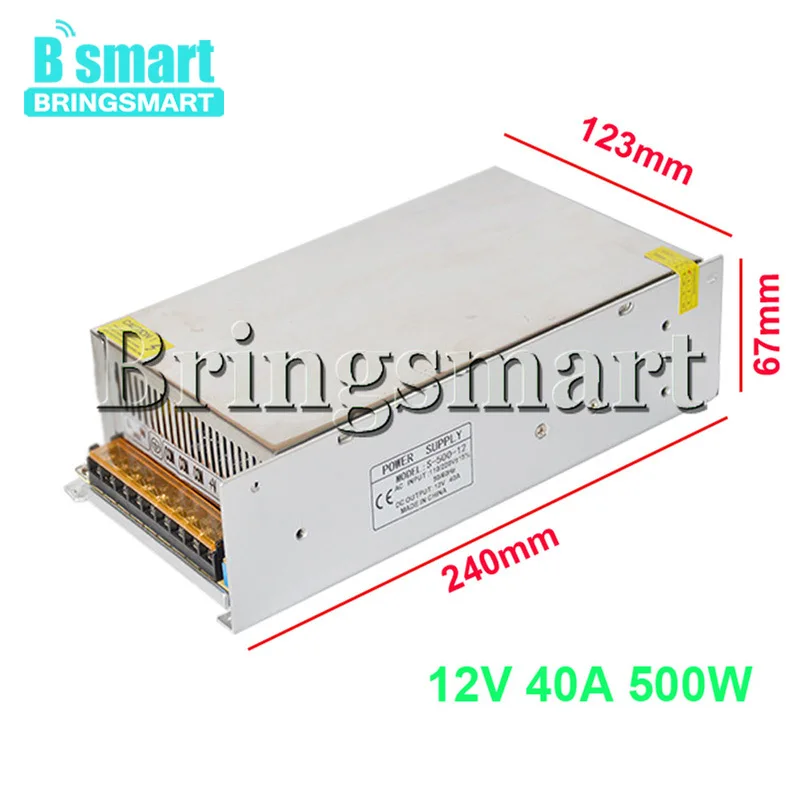 Bringsmart трансформатор DC питания 500 Вт 12 В 40A 5 в 10A адаптер Вход AC 110 220 выход