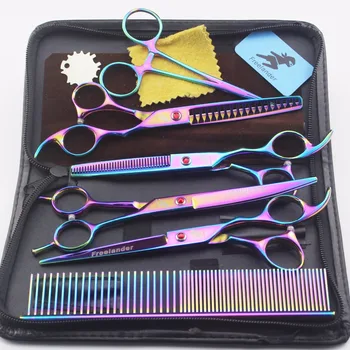 

7.0inch Professional Premium Sharp Edge Dog PET GROOMING SCISSORS SHEARS Pet Scissors Set technicolor