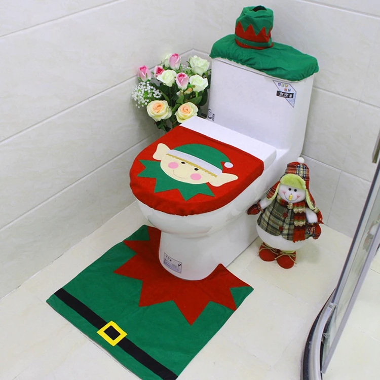Taoup 3 шт. Санта Клаус Лось снеговик эльф Рождество крышка унитаза коврик для туалета украшения Рождество Декор для дома Noel Navidad Рождество