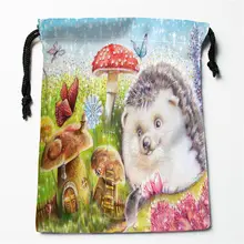 New Mushroom fairy tale printed storage bag 27x35cm Satin drawstring bags Compression Type Bags Customize your image gifts