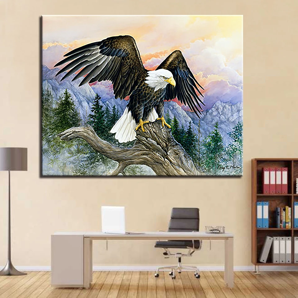 

Flying Eagles DIY Painting By Numbers Kits Coloring Animal Eagle Oil Pictures Hand Paint Mountain Living Room Home Decor Framed