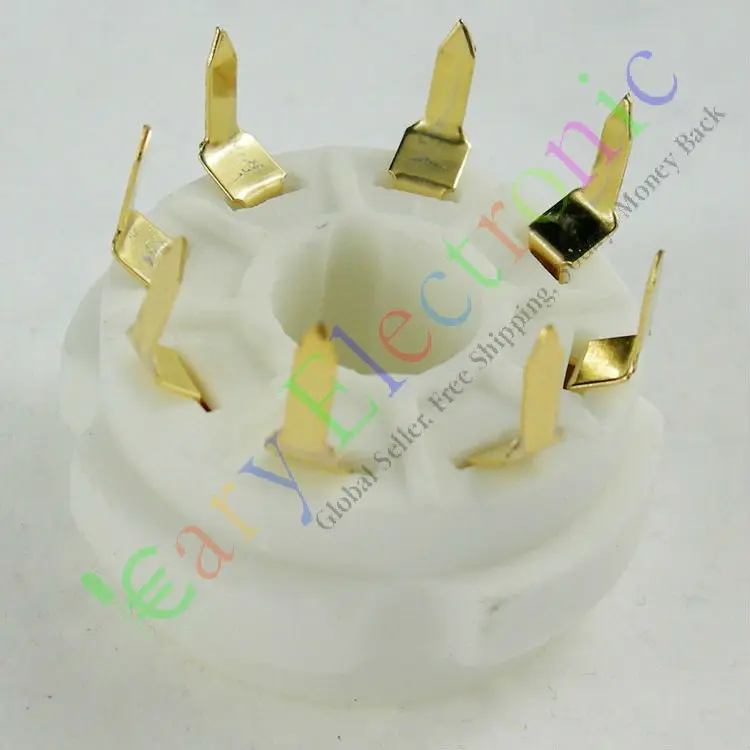 

Wholesale and retail 4pcs PCB Gilded 8pin Ceramic vacuum tube socket top mount gold octal valve base free shipping