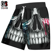 OGKB летние мужские новые спортивные 3D шорты с принтом черепа хип хоп большой размеры одежды мужской много