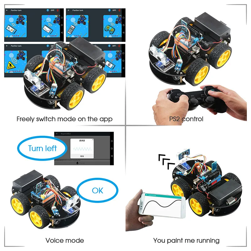 4WD робот автомобильный комплект для Arduino с Ble UNO царапинами поддержка приложения