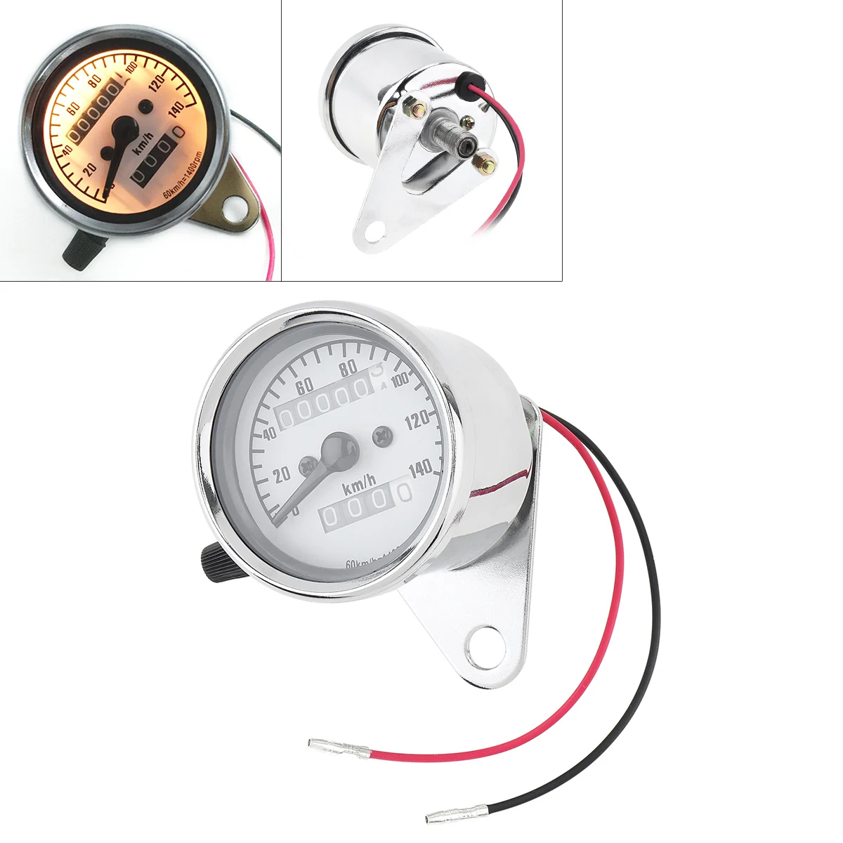 

Universal Motorcycle Odometer 12V with Metal Case Yellow Light Retro Double Mileage Suitable for Motorcycle / Motorbike