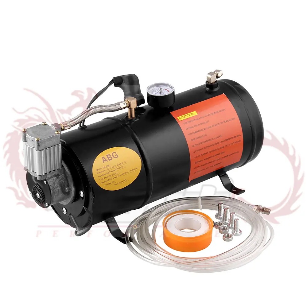 12v Air Compressor with 3 Liter Tank for Air Horn Train Truck RV Pickup 150 PSI OT200 BK +air