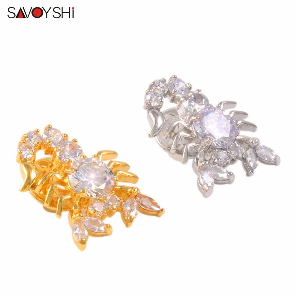 

SAVOYSHI Rhinestone Brooch For Men Zircon Scorpion Broches Badges Brand Jewelry Fashion Animales Lapel Pins Accessories 2 Colors