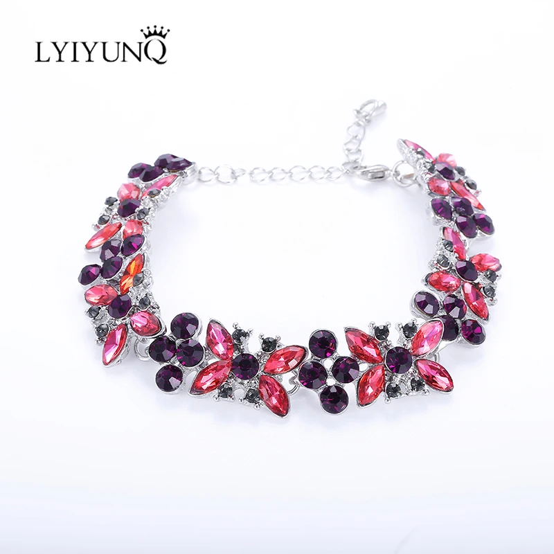 Модные браслеты LYIYUNQ с цветами для женщин винтажные изысканные ювелирные изделия