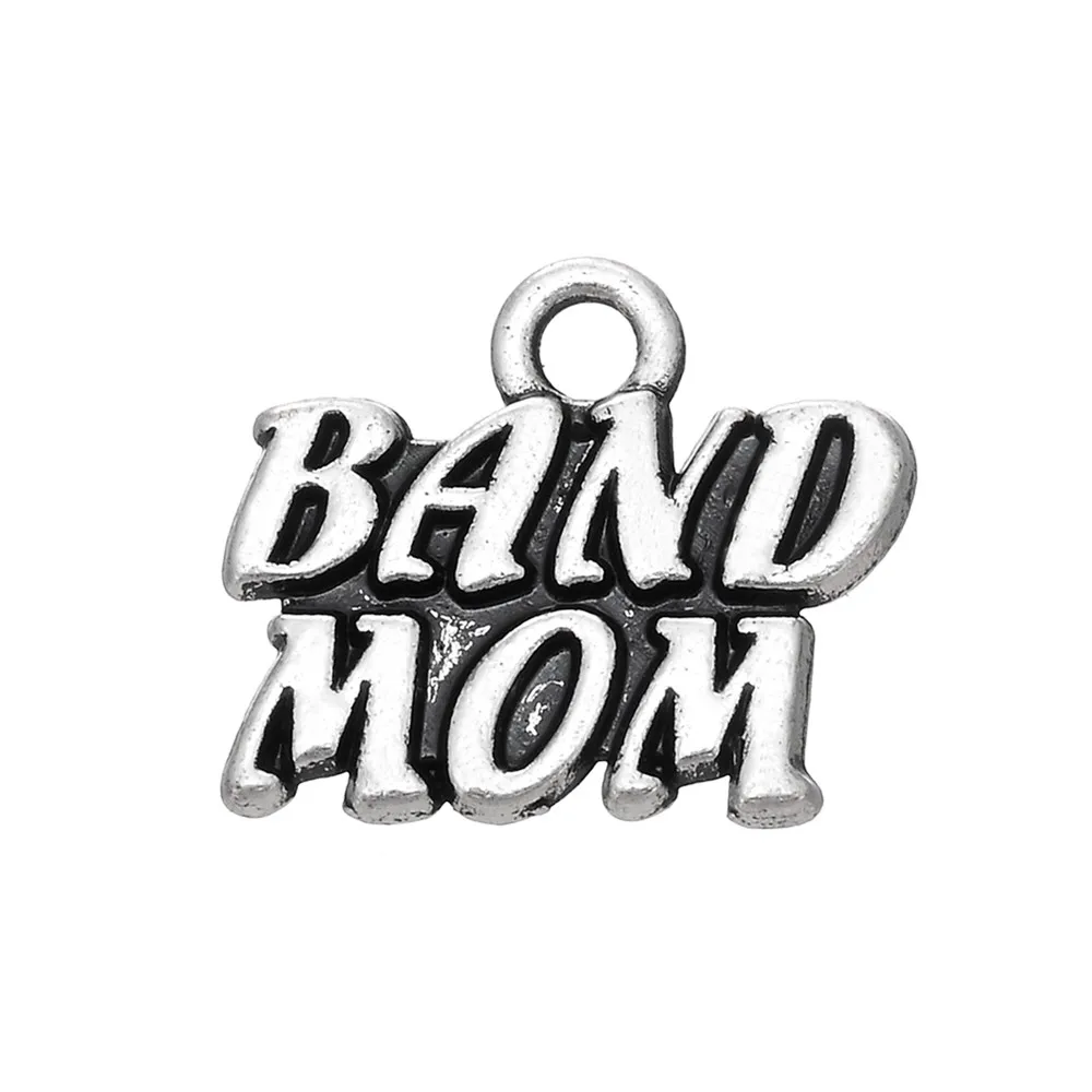 

Band Mom Charms Pendant Diy Jewelry Findings Antique Silver Tone 16.4x14mm 10pcs/lot